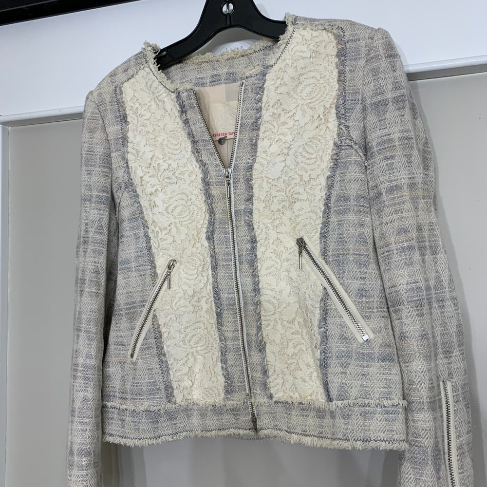 Rebecca Taylor Mixed Tweed and Lace Jacket